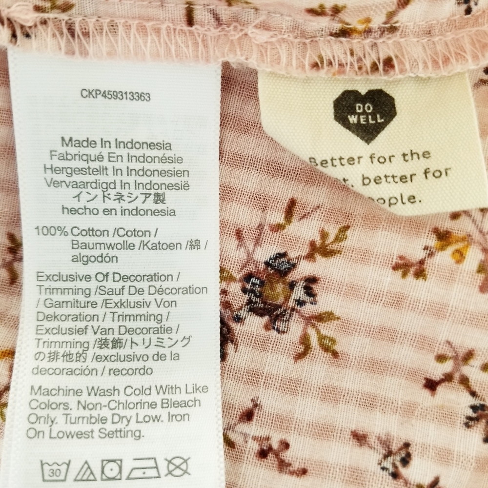 Madewell Mauve Pink Bouquet Floral Sophia Long Puff Sleeve Peasant Top 4X - Picture 6 of 8